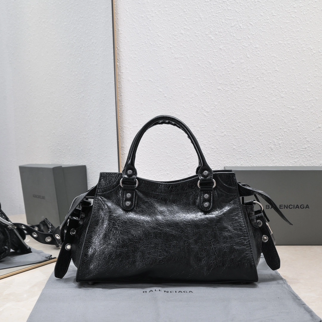 Balenciaga NEO CAGOLE Vintage Cracked Leather Shoulder Bag Thermal 61024