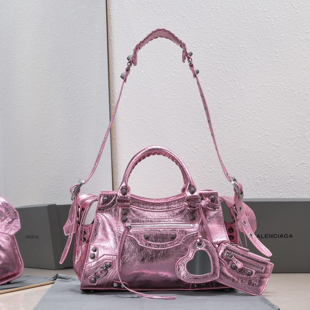 Balenciaga NEO CAGOLE Vintage Lambskin Motorcycle Bag Set Stretchable 60963