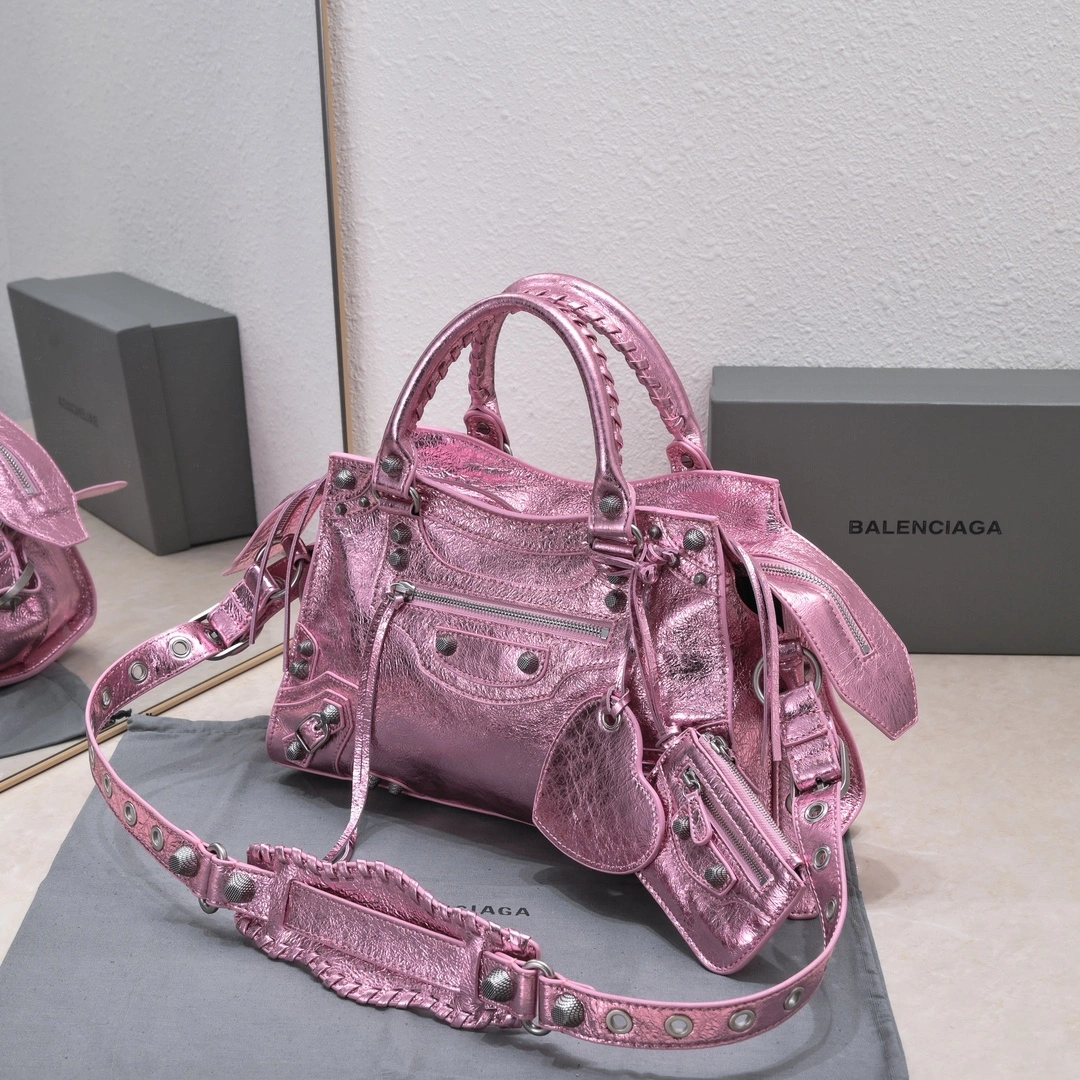 Balenciaga NEO CAGOLE Vintage Lambskin Motorcycle Bag Set Stretchable 60963