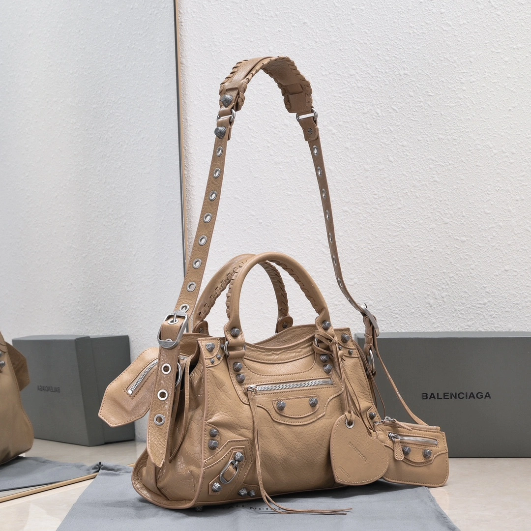 Balenciaga NEO CAGOLE Vintage Leather Motorcycle Bag with Accessories AllSeason 60967