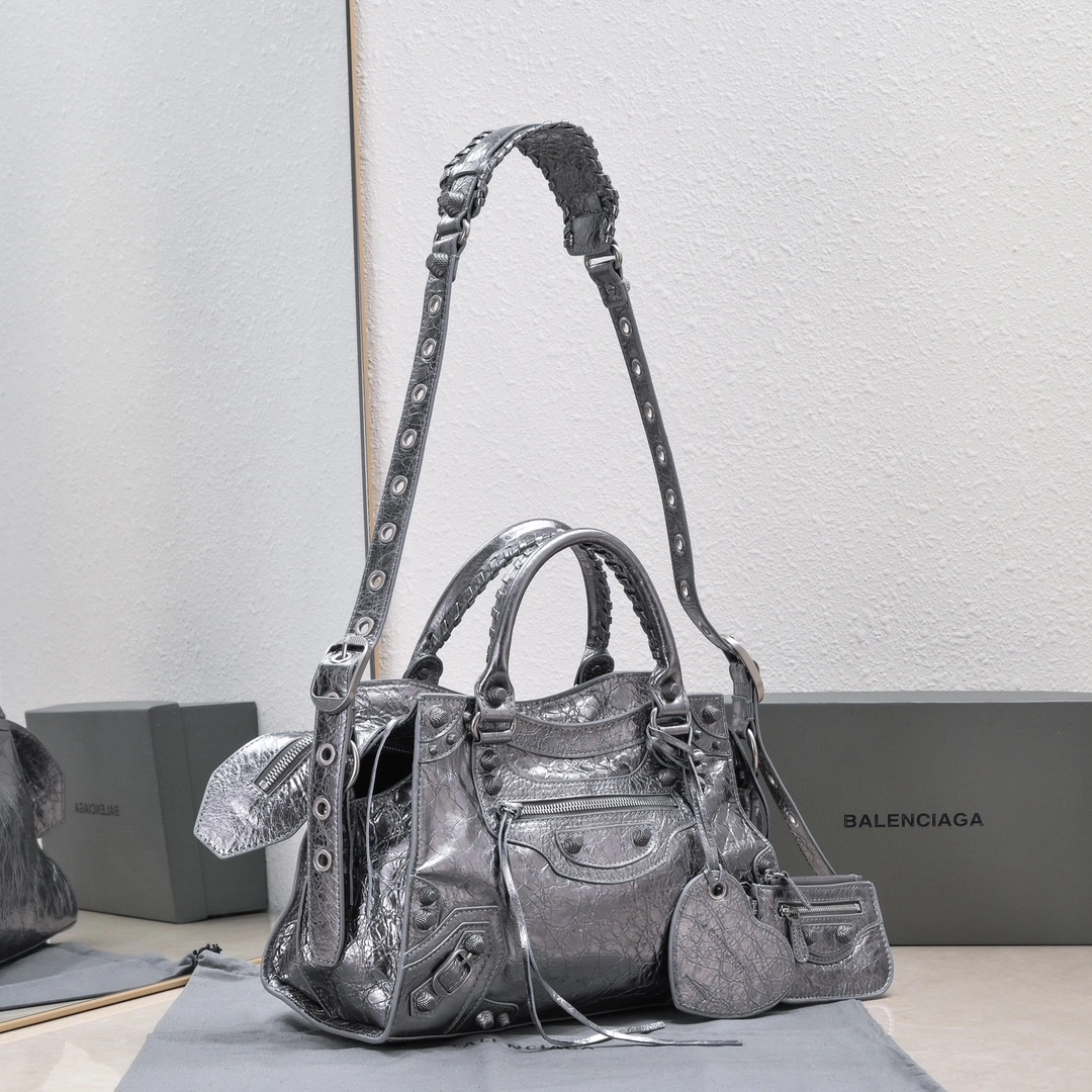 Balenciaga NEO CAGOLE Vintage Leather Trapezoid Bag with Accessories TravelReady 60958
