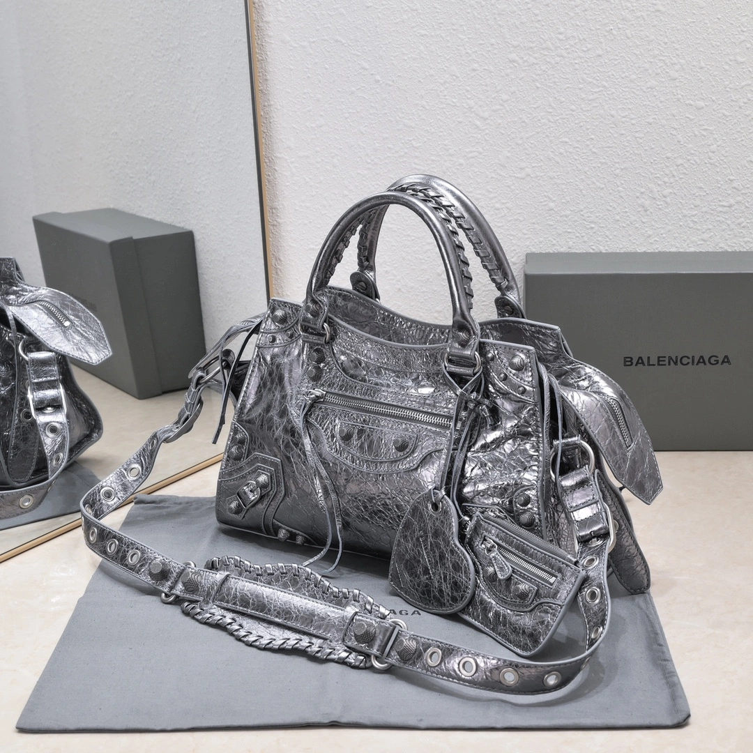 Balenciaga NEO CAGOLE Vintage Leather Trapezoid Bag with Accessories TravelReady 60958