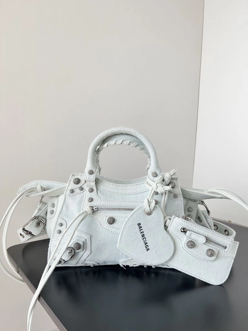 Bright Balenciaga Neo Cagole Distressed Denim Motorcycle Bag 78757