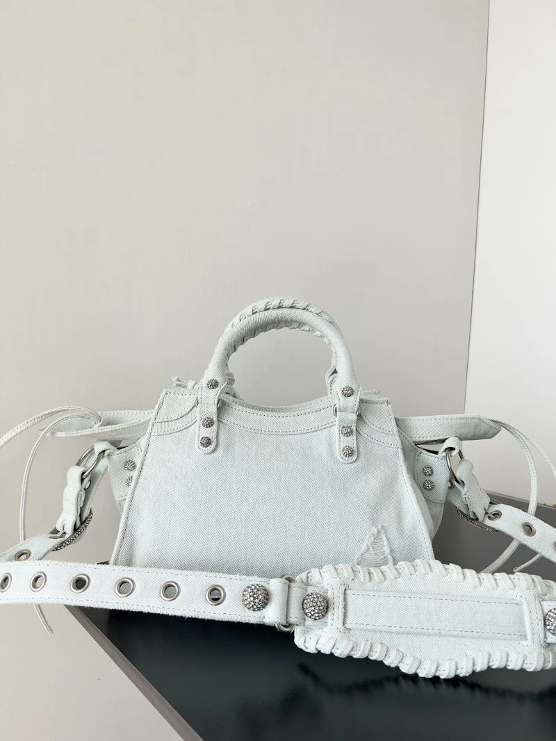 Bright Balenciaga Neo Cagole Distressed Denim Motorcycle Bag 78757