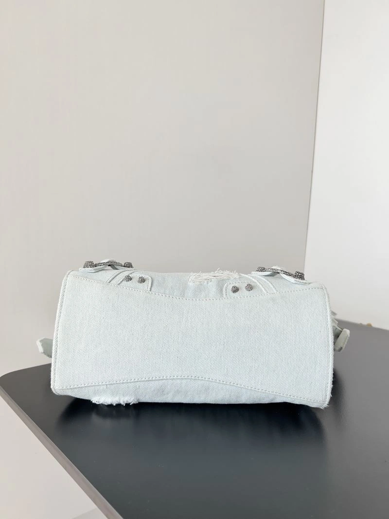 Bright Balenciaga Neo Cagole Distressed Denim Motorcycle Bag 78757