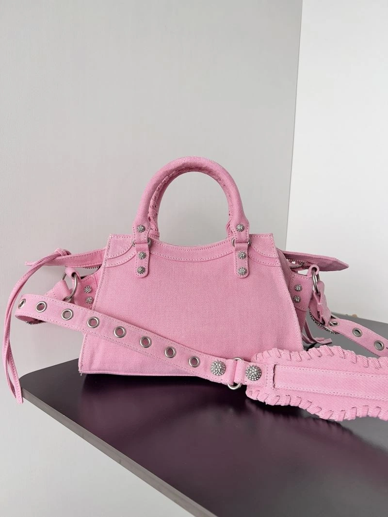 Upgraded Balenciaga Neo Cagole Distressed Denim Motorcycle Bag 72681