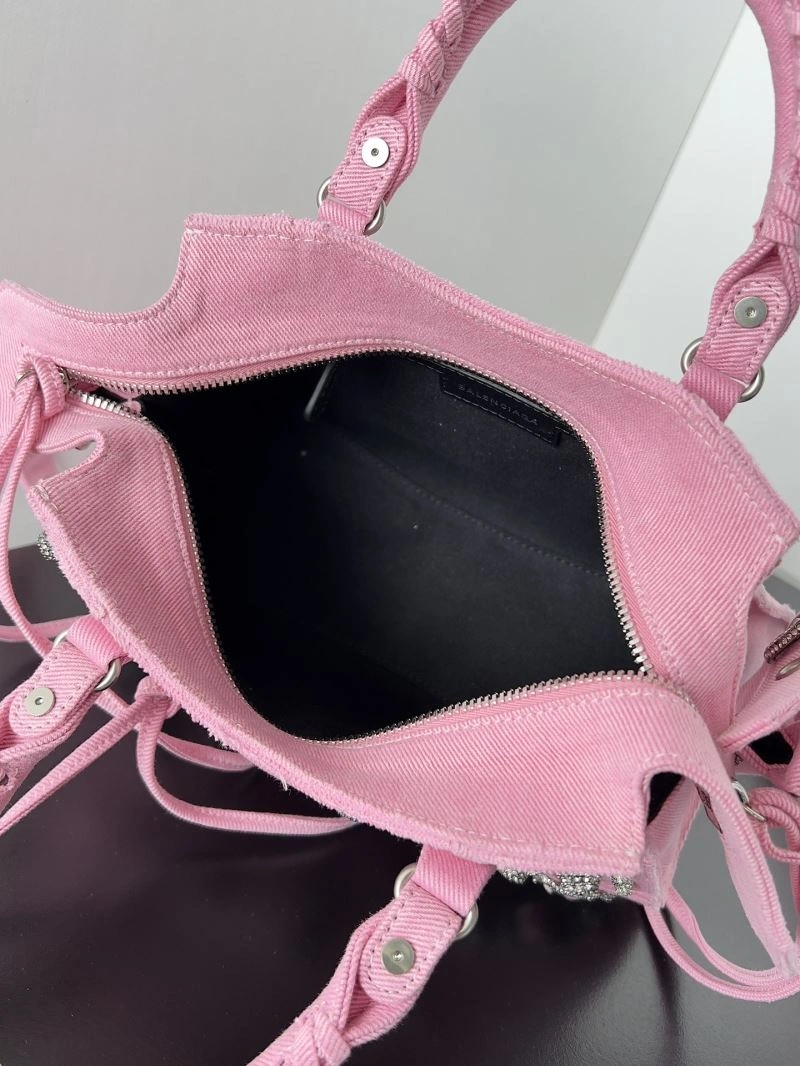 Upgraded Balenciaga Neo Cagole Distressed Denim Motorcycle Bag 72681