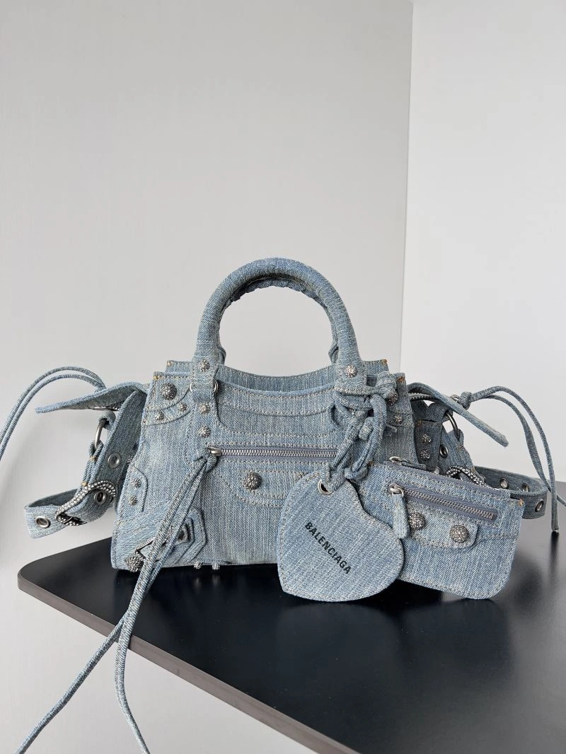 DailyWear Balenciaga Neo Cagole Distressed Denim Motorcycle Bag 72673