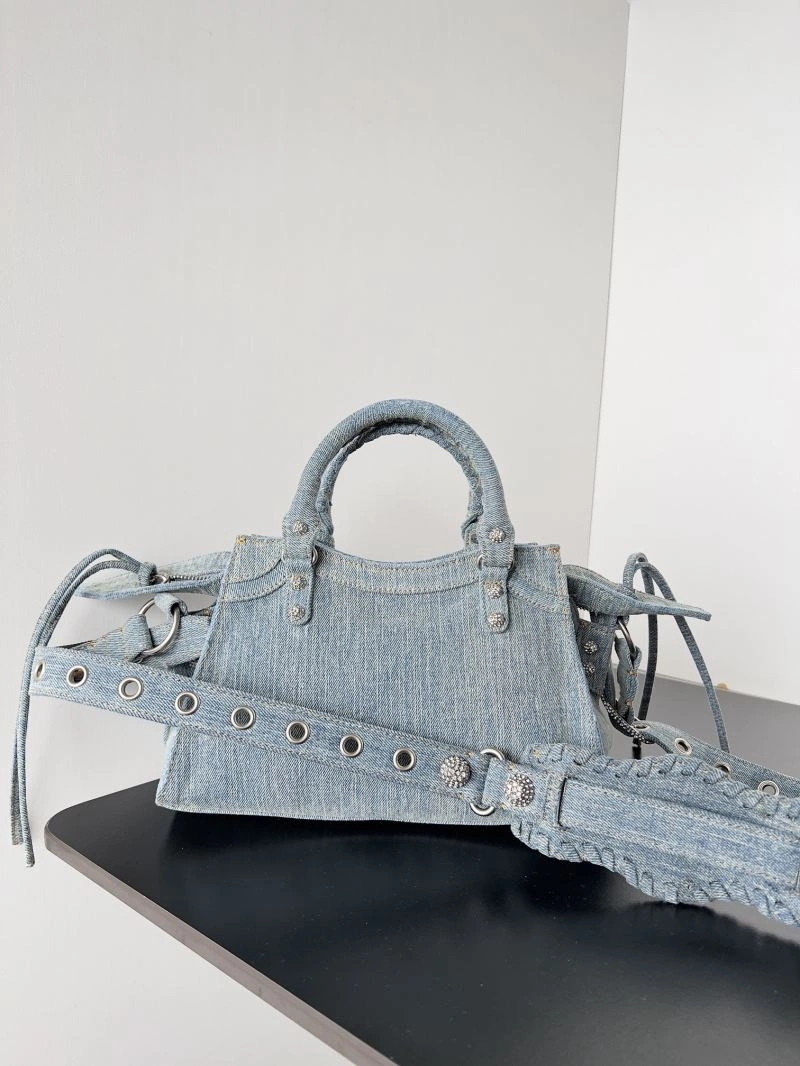 DailyWear Balenciaga Neo Cagole Distressed Denim Motorcycle Bag 72673