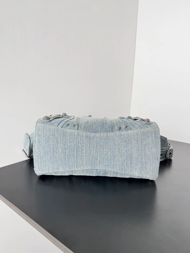 DailyWear Balenciaga Neo Cagole Distressed Denim Motorcycle Bag 72673