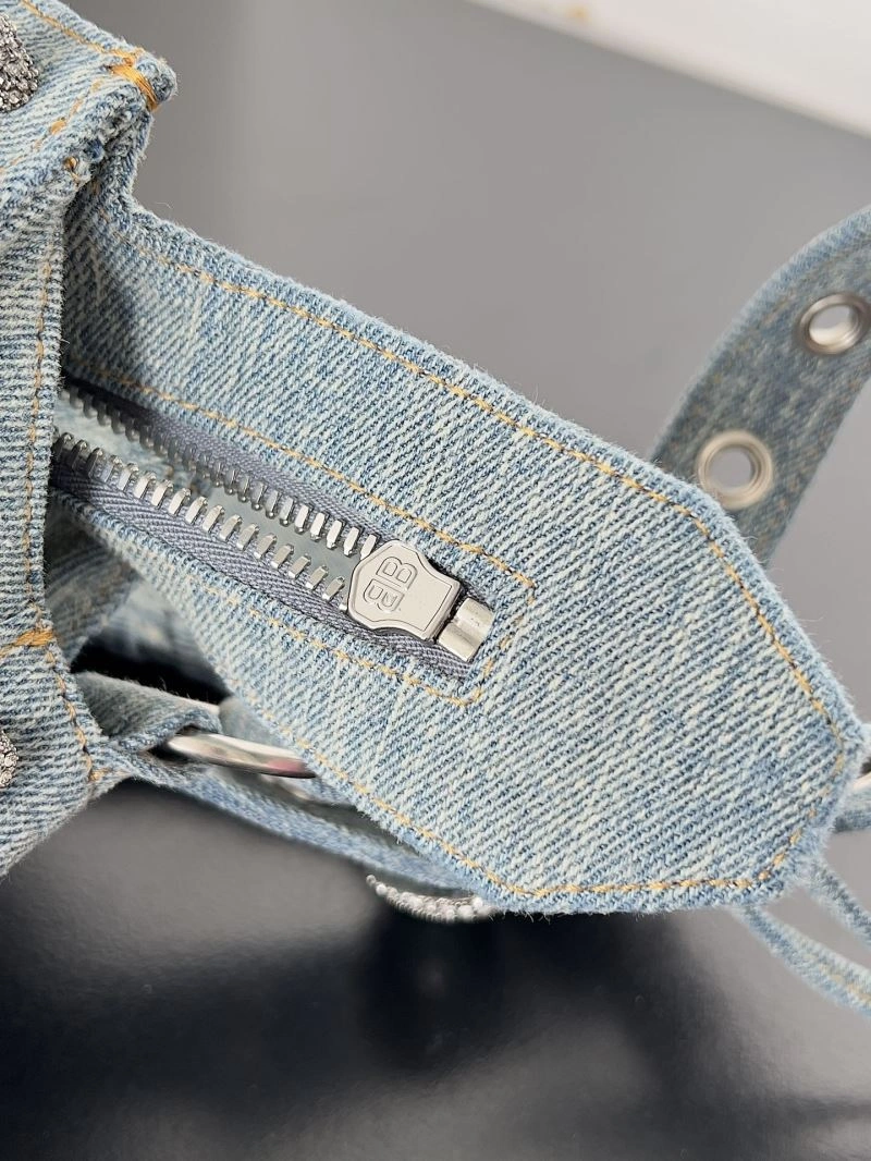 DailyWear Balenciaga Neo Cagole Distressed Denim Motorcycle Bag 72673