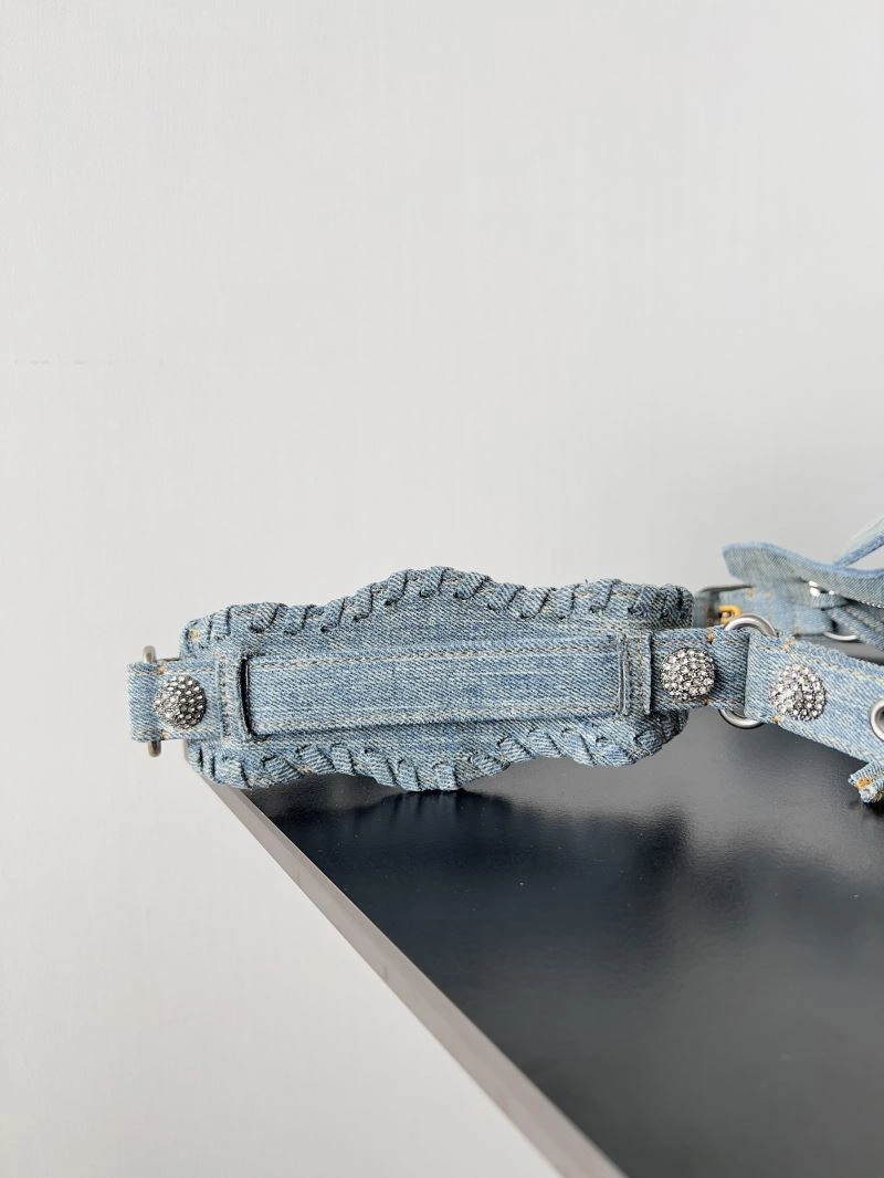 DailyWear Balenciaga Neo Cagole Distressed Denim Motorcycle Bag 72673