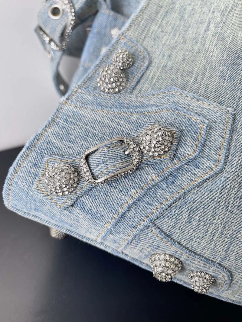 BestValue Balenciaga Neo Cagole Distressed Denim Motorcycle Bag 72668