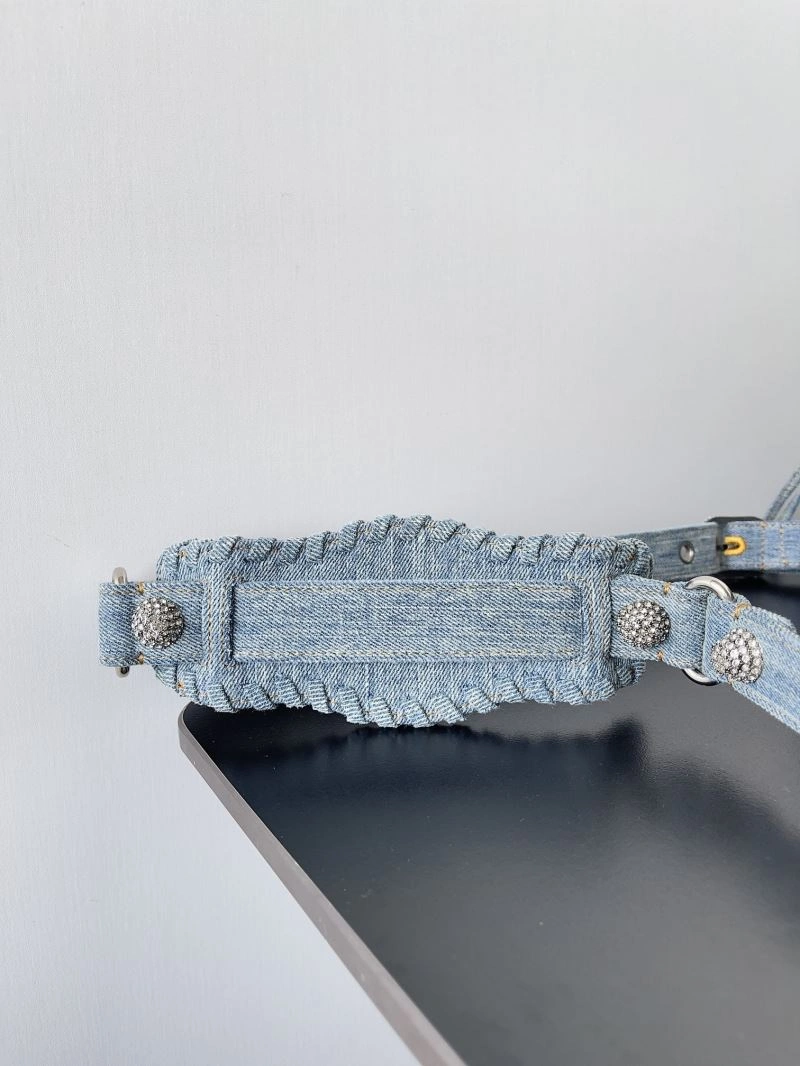 BestValue Balenciaga Neo Cagole Distressed Denim Motorcycle Bag 72668