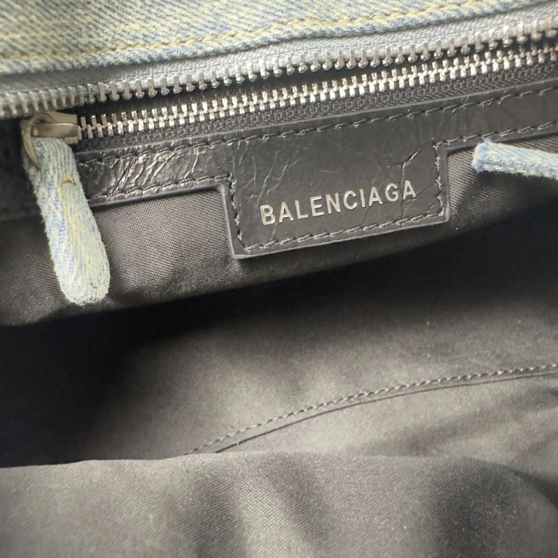 Balenciaga Neo Cagole Distressed Denim Motorcycle Bag Minimalist 72677