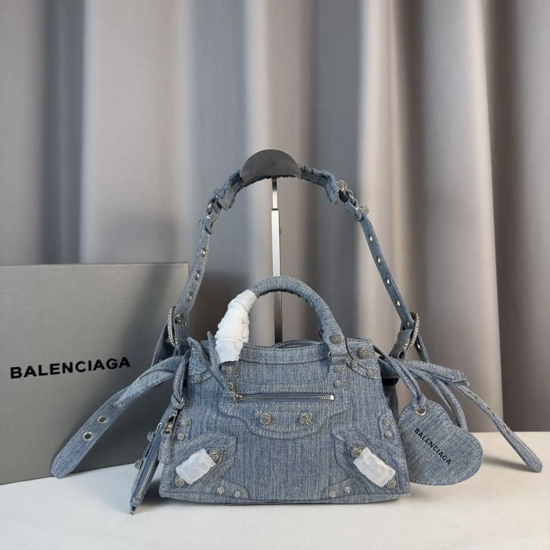 Balenciaga Neo Cagole Heart Mirror Denim Motorcycle Bag Resilient 78778