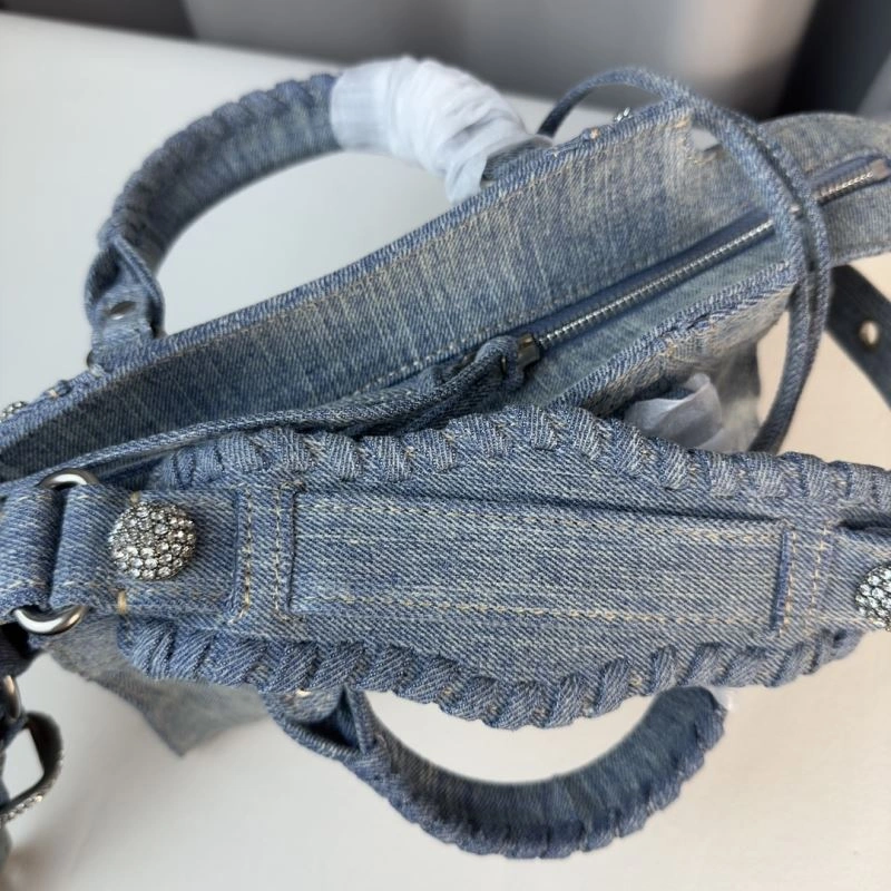 Balenciaga Neo Cagole Heart Mirror Denim Motorcycle Bag Resilient 78778