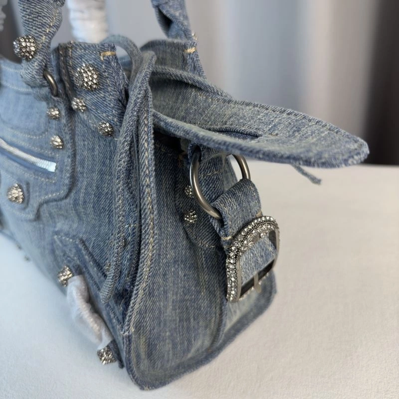 Balenciaga Neo Cagole Heart Mirror Denim Motorcycle Bag Resilient 78778