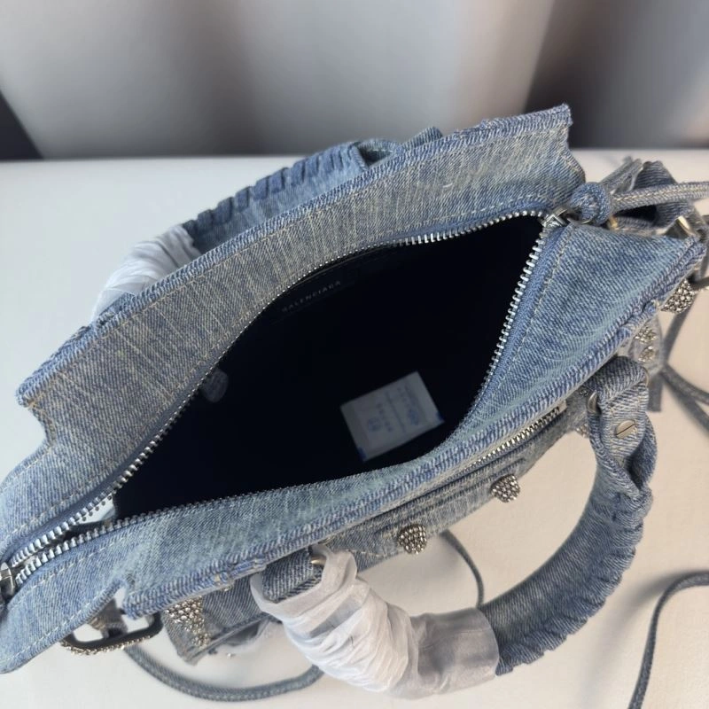 Balenciaga Neo Cagole Heart Mirror Denim Motorcycle Bag Resilient 78778