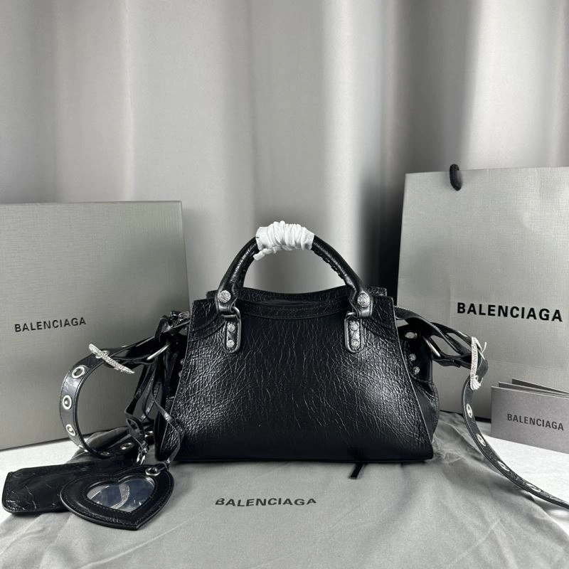 Balenciaga Neo Cagole Heart Mirror Motorcycle Bag in Black Crackle SportInspired 78784