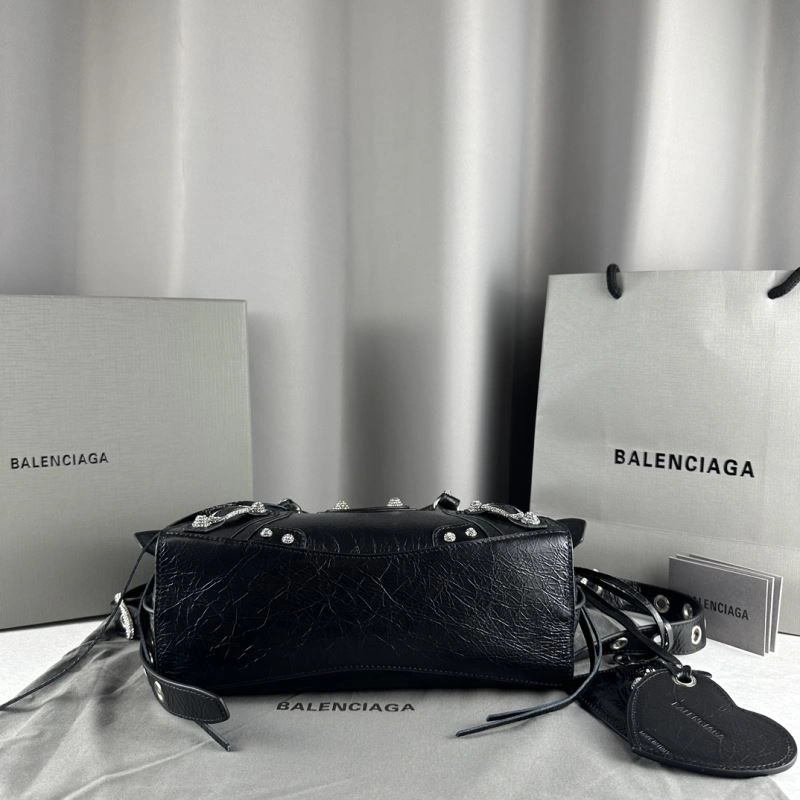Balenciaga Neo Cagole Heart Mirror Motorcycle Bag in Black Crackle SportInspired 78784