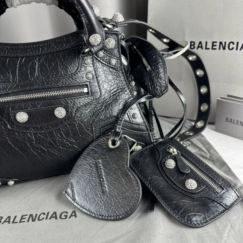 Balenciaga Neo Cagole Heart Mirror Motorcycle Bag in Black Crackle SportInspired 78784