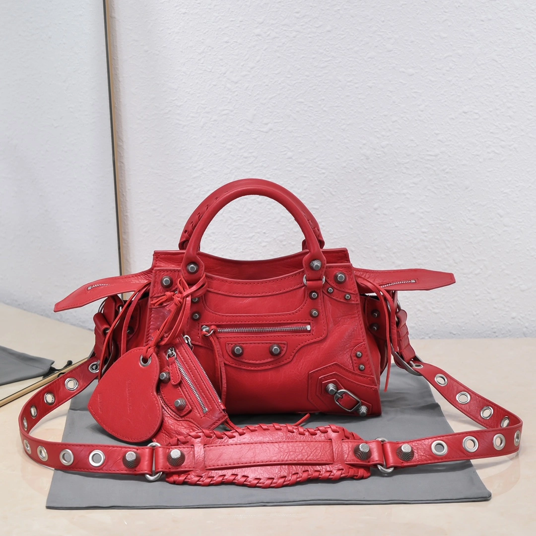Balenciaga Neo Cagole Heart Mirror Red Lambskin Bag Compact 60969
