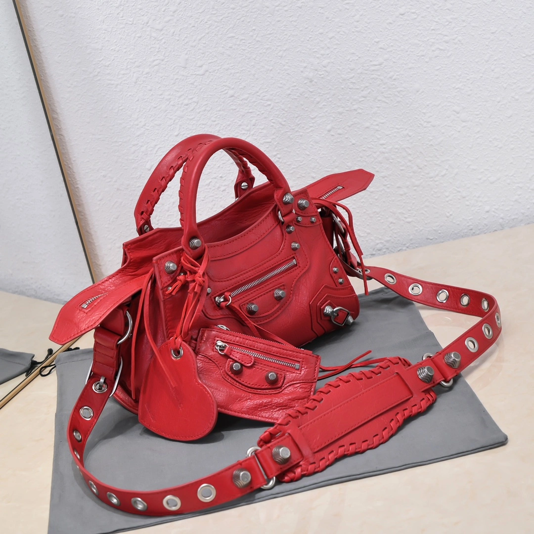 Balenciaga Neo Cagole Heart Mirror Red Lambskin Bag Compact 60969