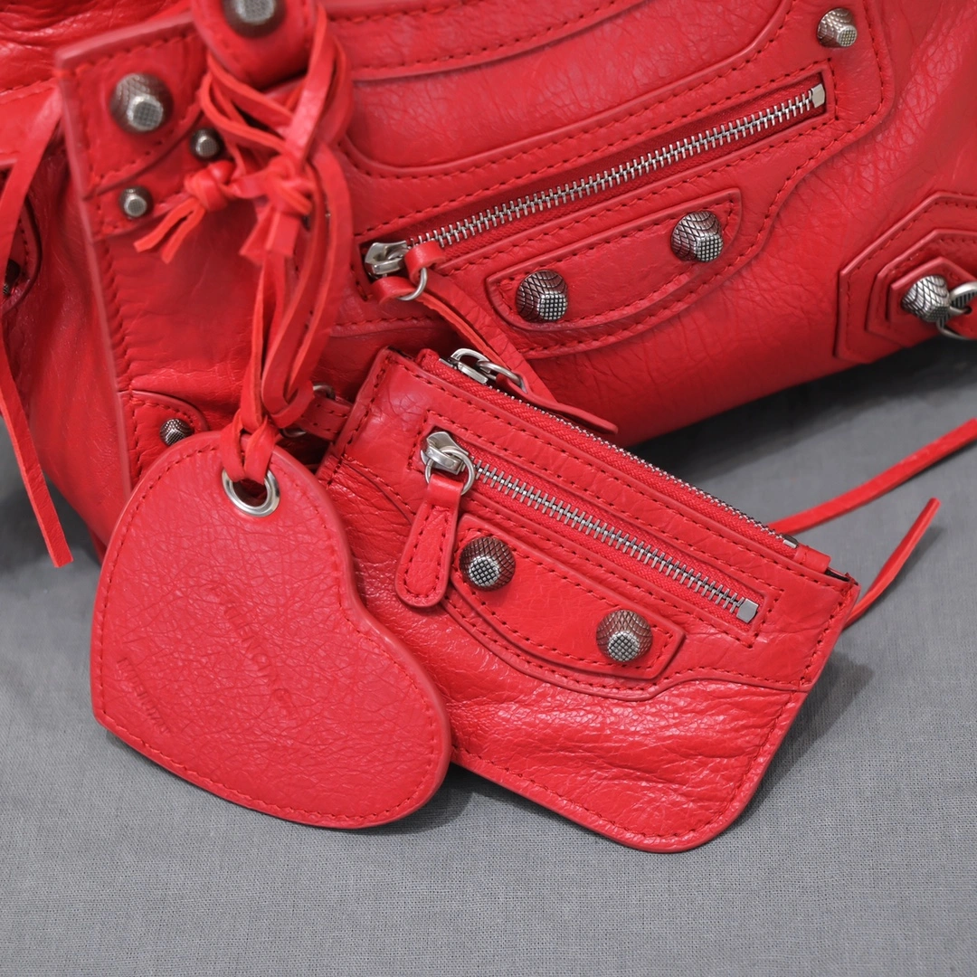 Balenciaga Neo Cagole Heart Mirror Red Lambskin Bag Compact 60969