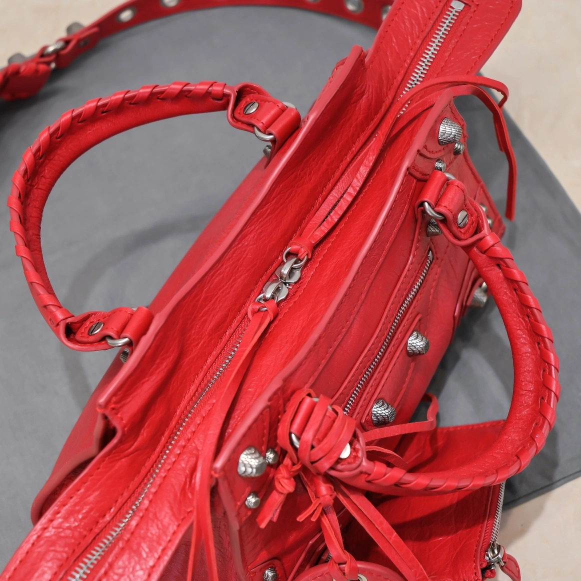 Balenciaga Neo Cagole Heart Mirror Red Lambskin Bag Compact 60969
