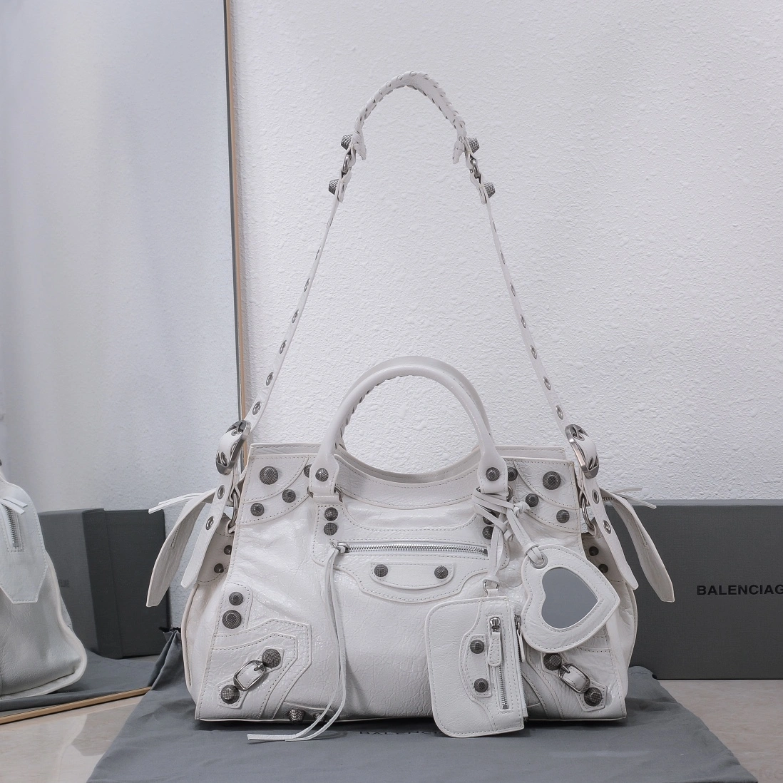 Balenciaga Neo Cagole Large White Motorcycle Bag SmartChoice 60991