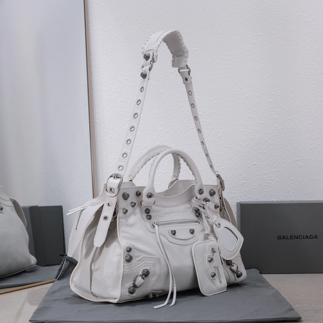 Balenciaga Neo Cagole Large White Motorcycle Bag SmartChoice 60991