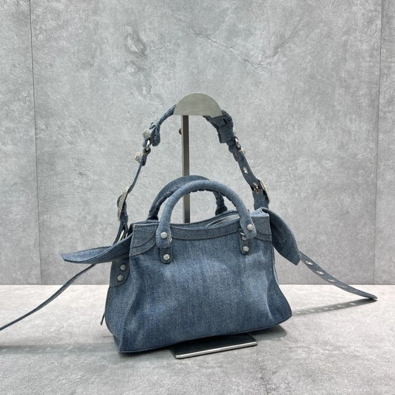 Balenciaga Neo Cagole Studded Denim Motorcycle Bag - Special Price NewStyle 72678