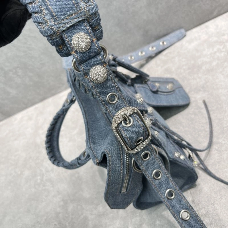 Balenciaga Neo Cagole Studded Denim Motorcycle Bag - Special Price NewStyle 72678