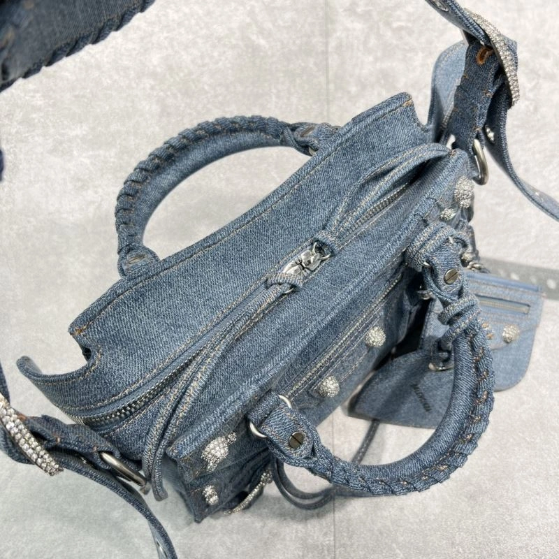 Balenciaga Neo Cagole Studded Denim Motorcycle Bag - Special Price NewStyle 72678