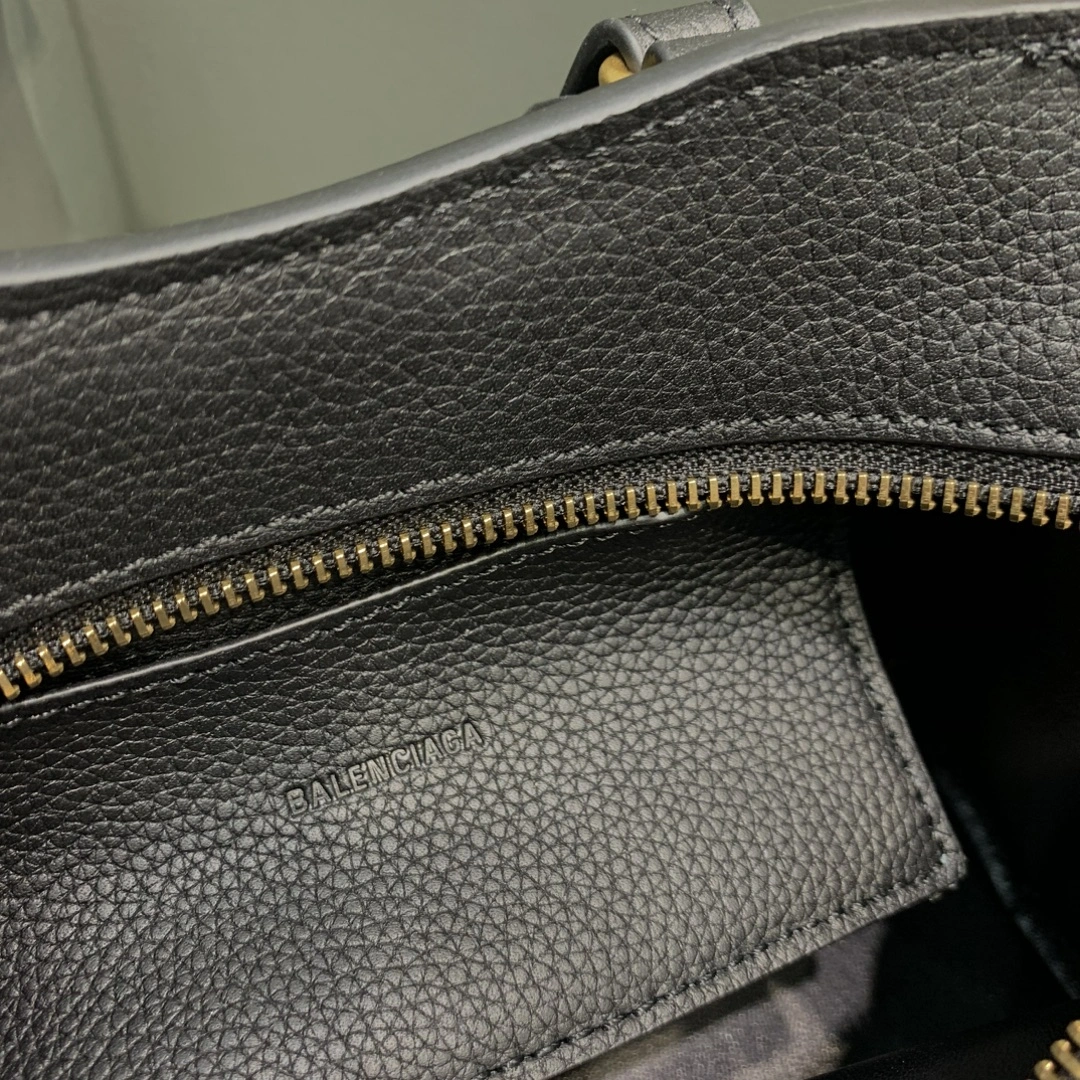 GoodFit Balenciaga Neo  Black Litchi Motorcycle Bag with Gold Accents 64661