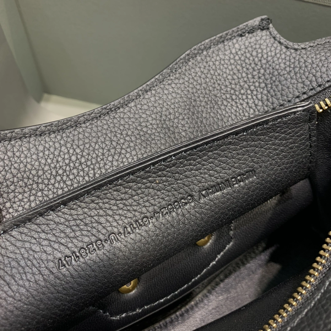 GoodFit Balenciaga Neo  Black Litchi Motorcycle Bag with Gold Accents 64661