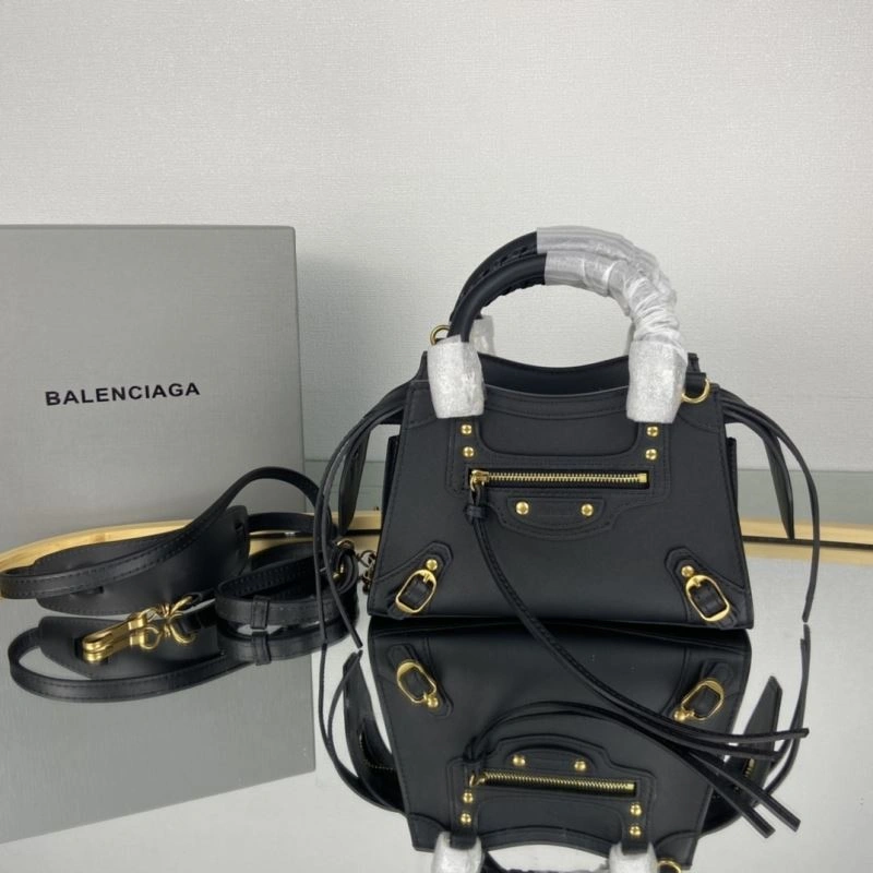 Balenciaga Neo  Black Motorcycle Bag with Gold Studs OdorResistant 75338