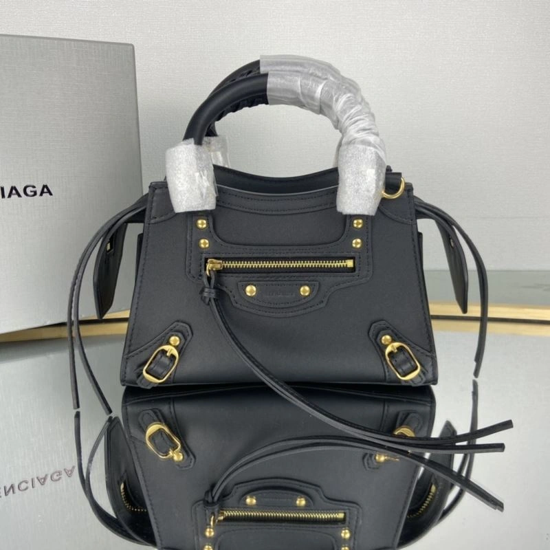 Balenciaga Neo  Black Motorcycle Bag with Gold Studs OdorResistant 75338