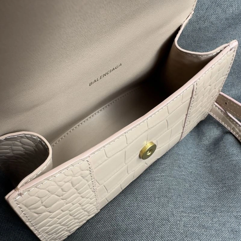 Premium Balenciaga Nude Pink Crocodile Hourglass XS Bag with Gold Buckle 70002