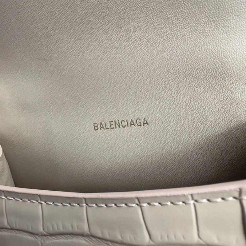 Premium Balenciaga Nude Pink Crocodile Hourglass XS Bag with Gold Buckle 70002