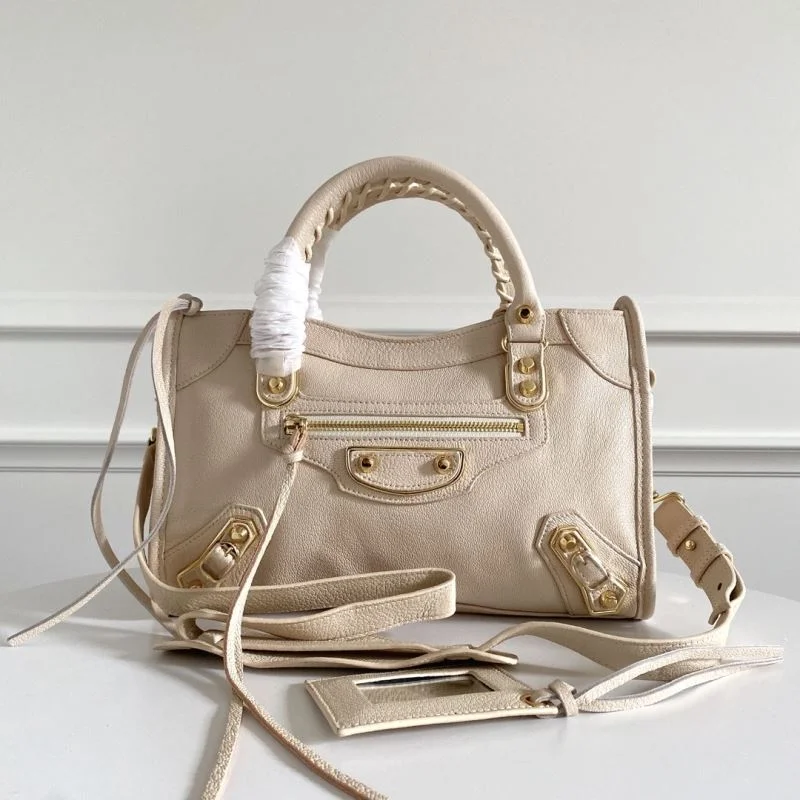 Balenciaga Off-White Goat Leather Motorcycle Bag with Studs UrbanChic 38302
