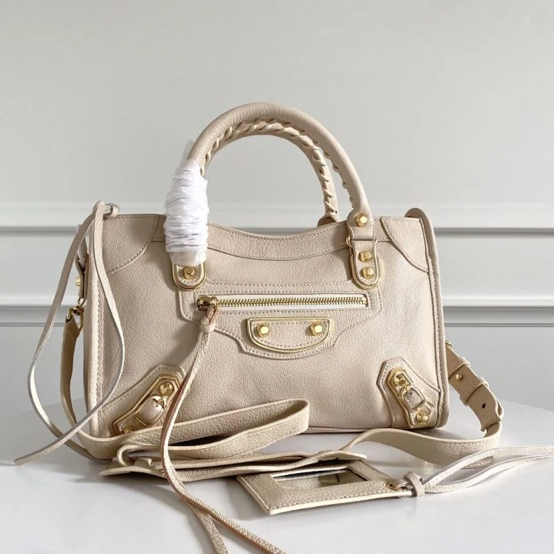 Balenciaga Off-White Goat Leather Motorcycle Bag with Studs UrbanChic 38302