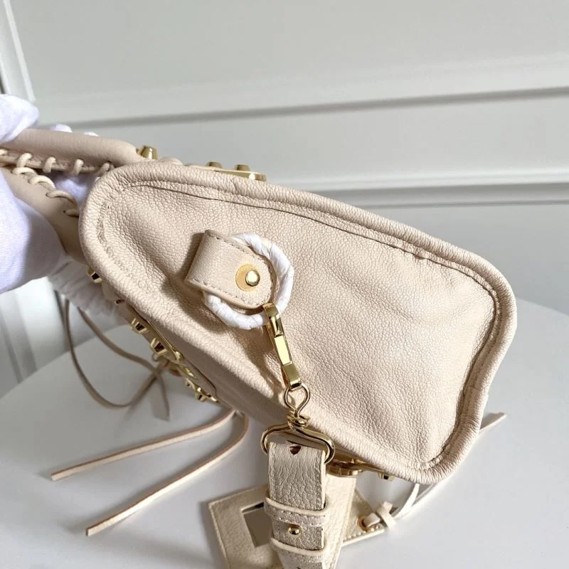 Balenciaga Off-White Goat Leather Motorcycle Bag with Studs UrbanChic 38302