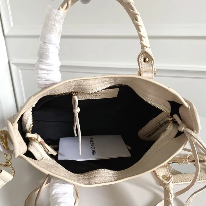 Balenciaga Off-White Goat Leather Motorcycle Bag with Studs UrbanChic 38302