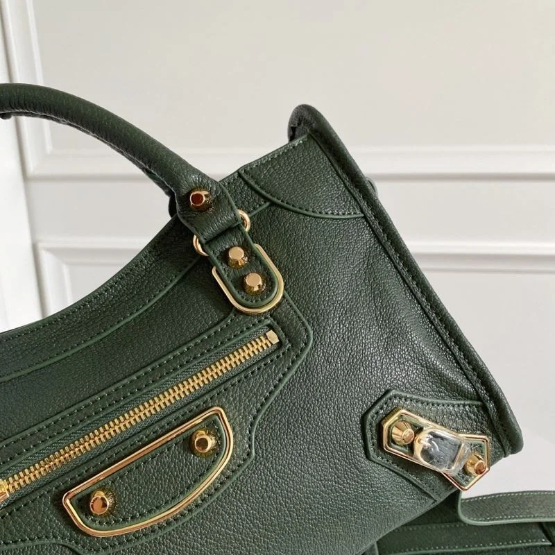 Tailored Balenciaga Olive Green Goatskin Motorcycle Bag with Gold Buckle 38319