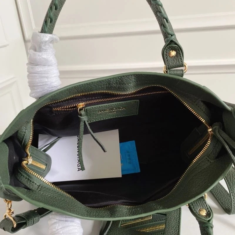 Tailored Balenciaga Olive Green Goatskin Motorcycle Bag with Gold Buckle 38319