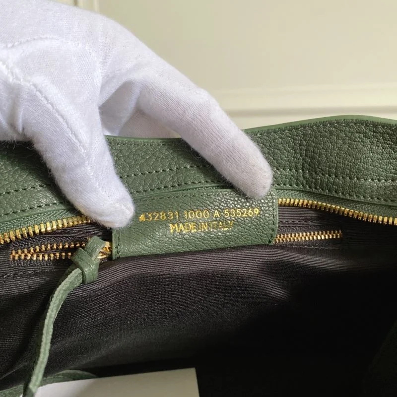 Tailored Balenciaga Olive Green Goatskin Motorcycle Bag with Gold Buckle 38319