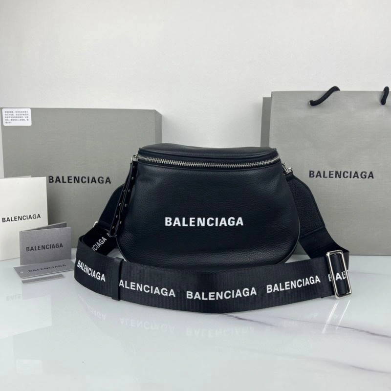 Neat Balenciaga Oval Logo Crossbody Motorcycle Bag in Calfskin 75240