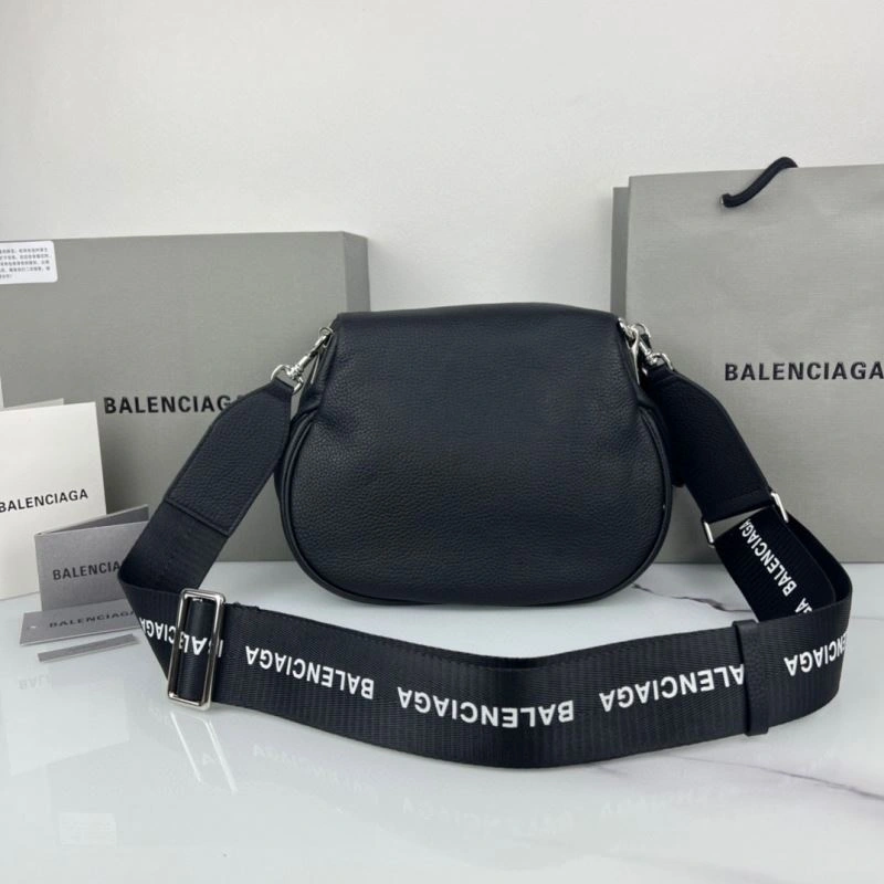 Neat Balenciaga Oval Logo Crossbody Motorcycle Bag in Calfskin 75240